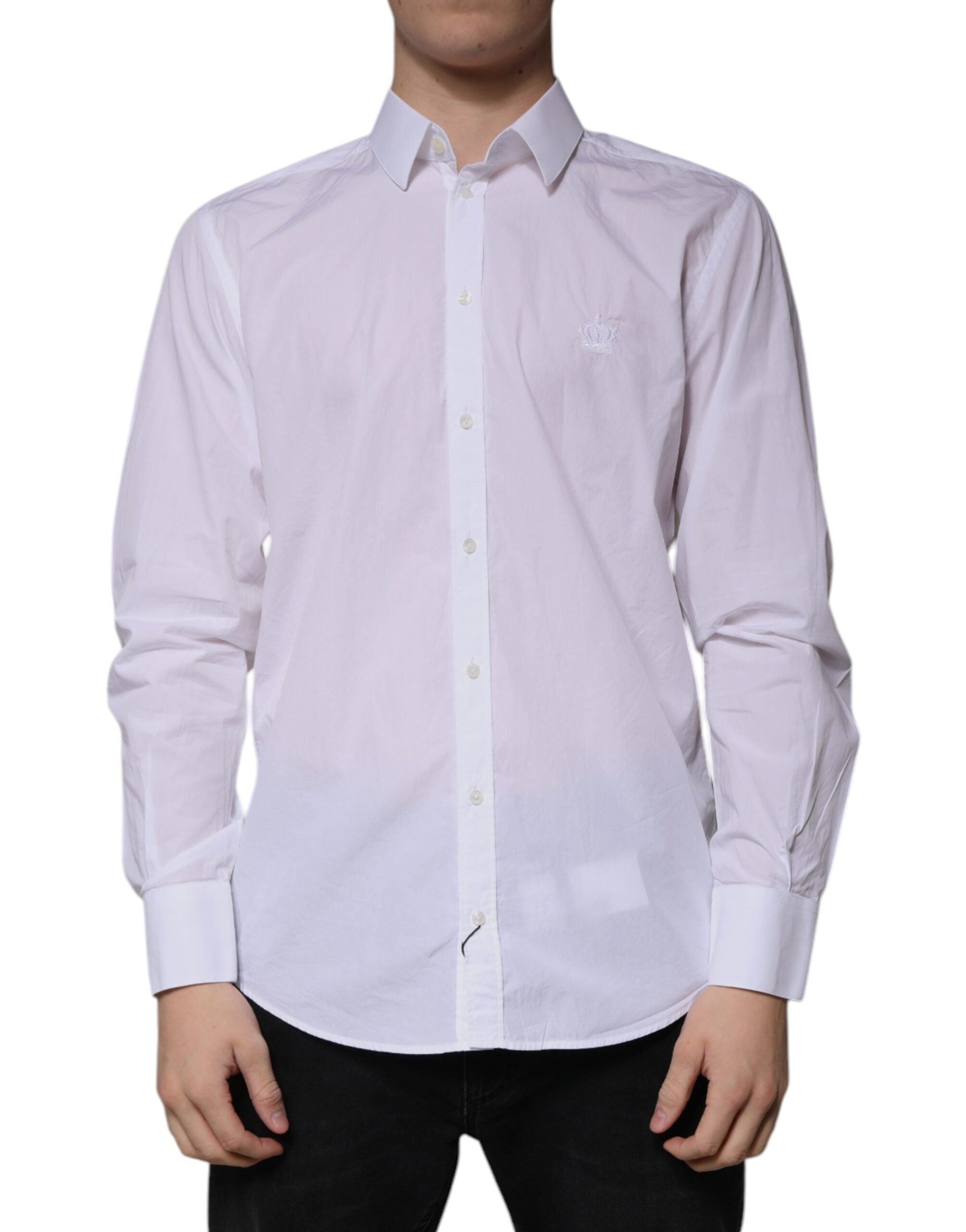 Dolce & Gabbana White Slim Fit MARTINI Men's Cotton Shirt
